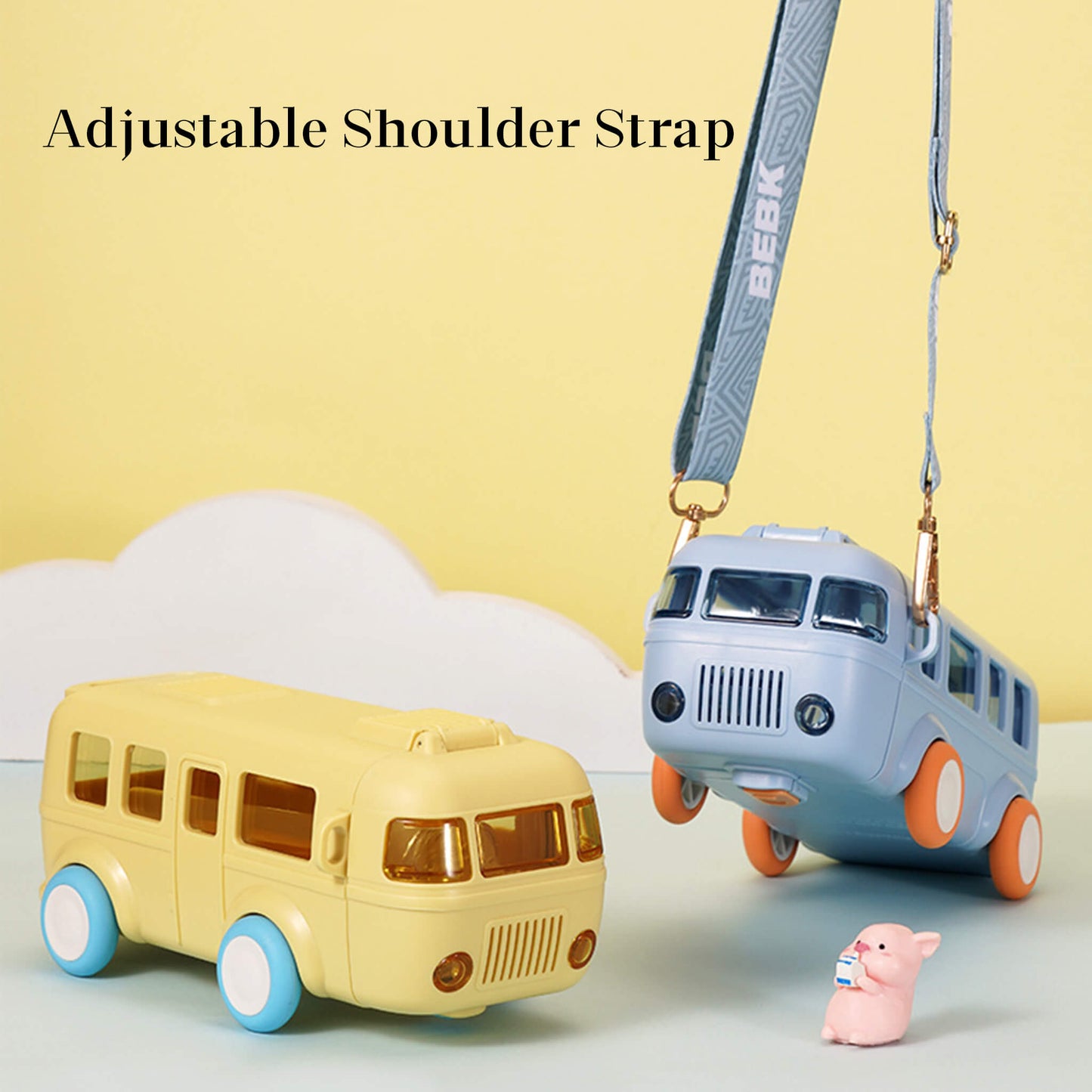 16.9oz Cute Shuttle Bus Shaped Cup with Straw