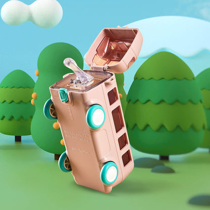 16.9oz Cute Shuttle Bus Shaped Cup with Straw