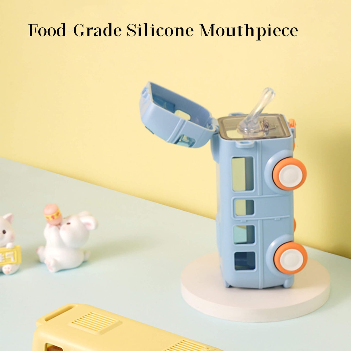 16.9oz Cute Shuttle Bus Shaped Cup with Straw