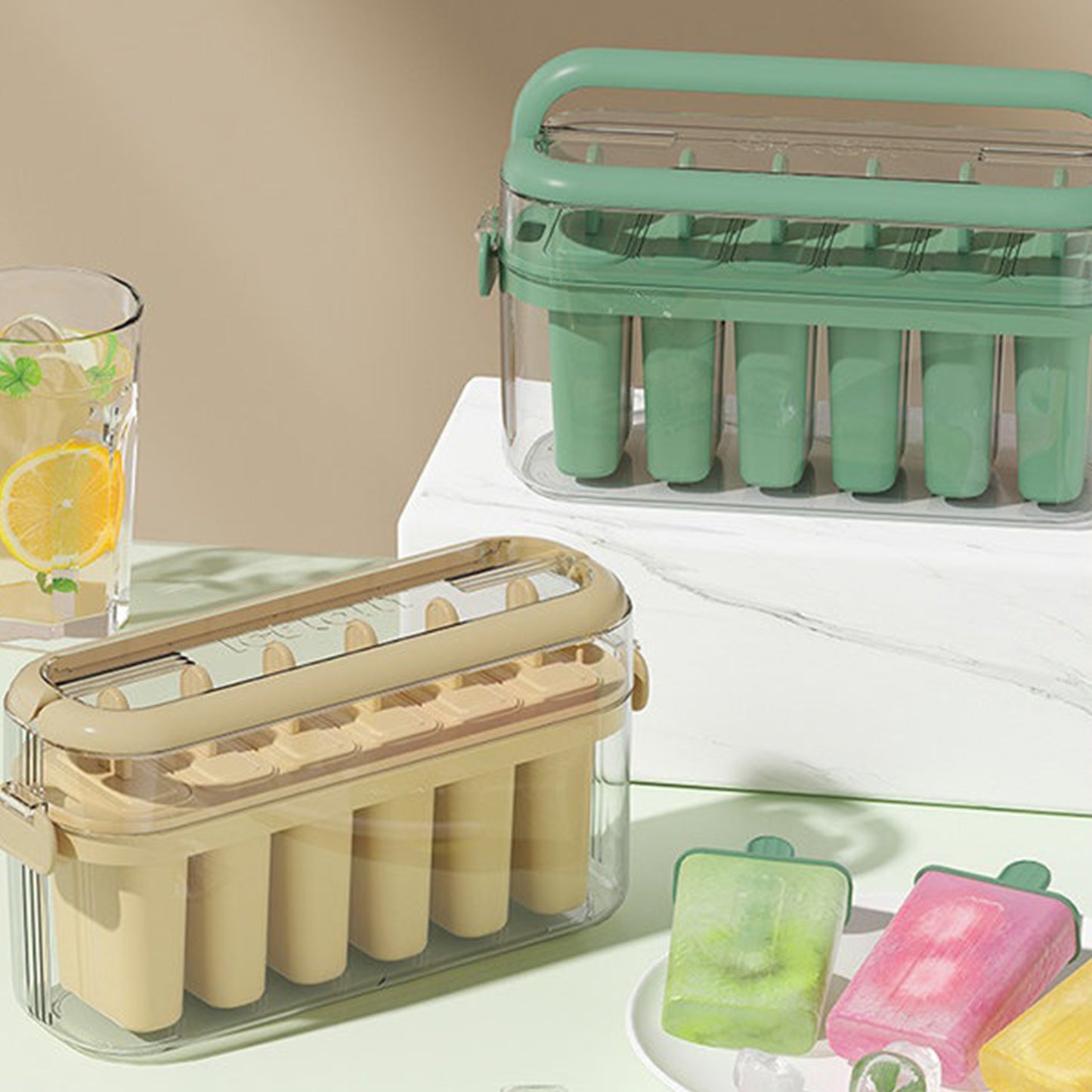 6 Piece Popsicle Molds Set Easy Release With Handle