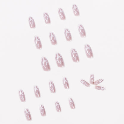 Stylish White Flame Long Almond Press-On Nails