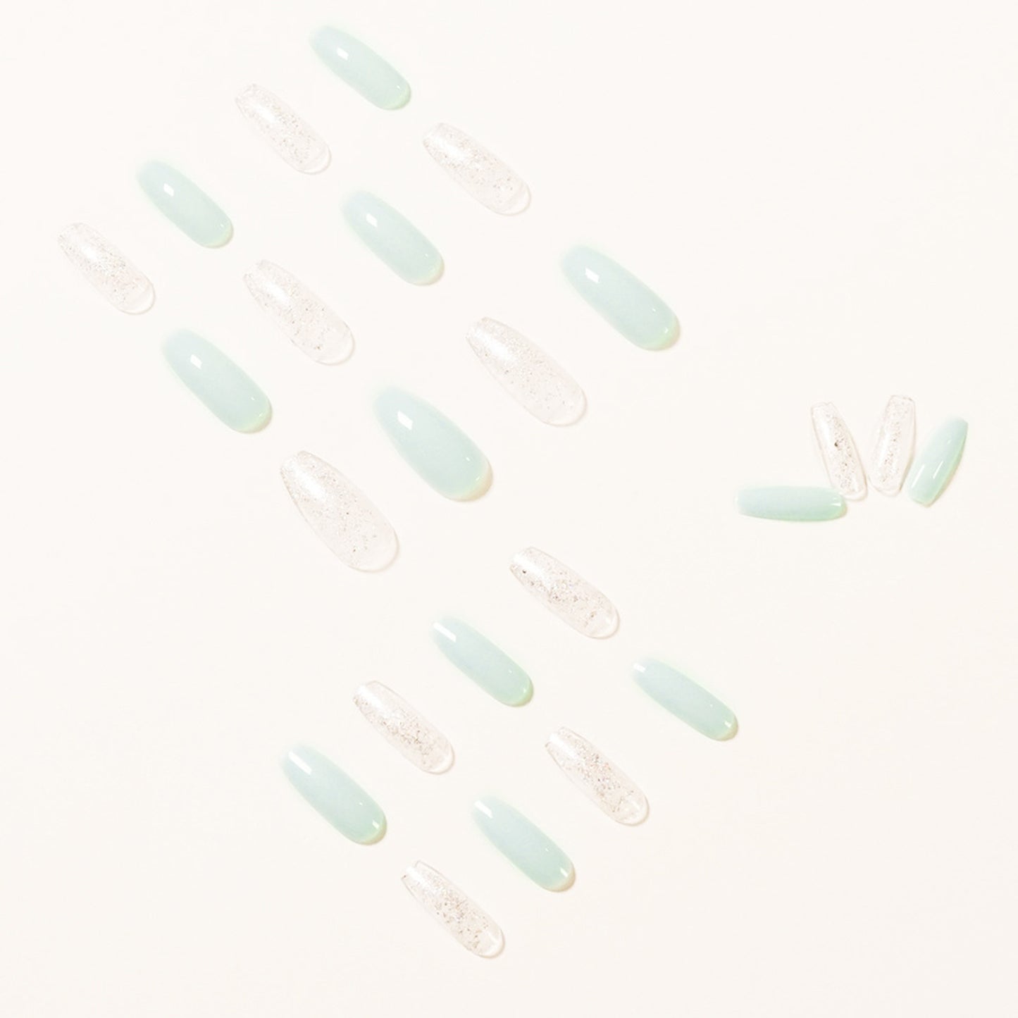 Glossy Blue Glitter Long Ballerina Press-on Nails