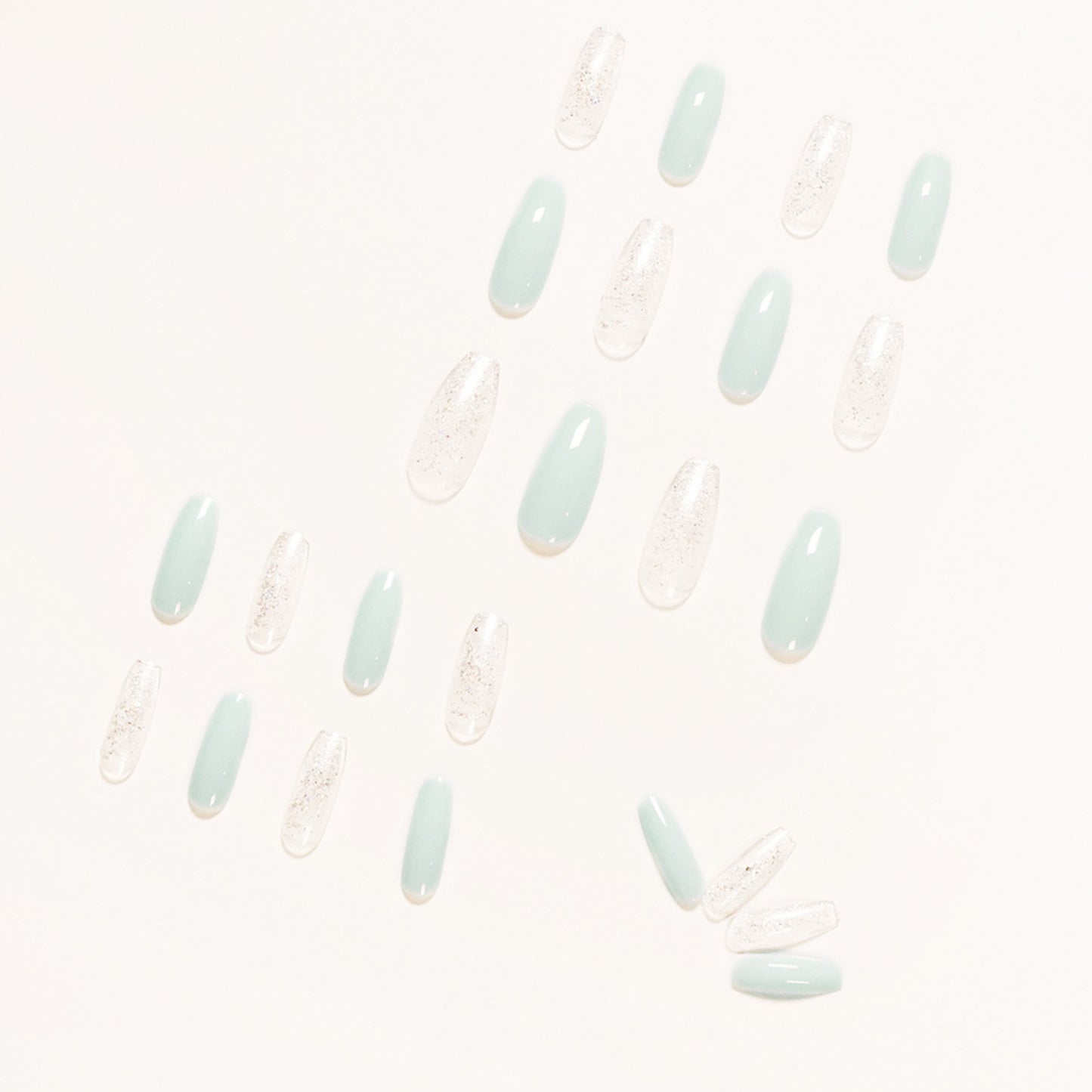 Glossy Blue Glitter Long Ballerina Press-on Nails