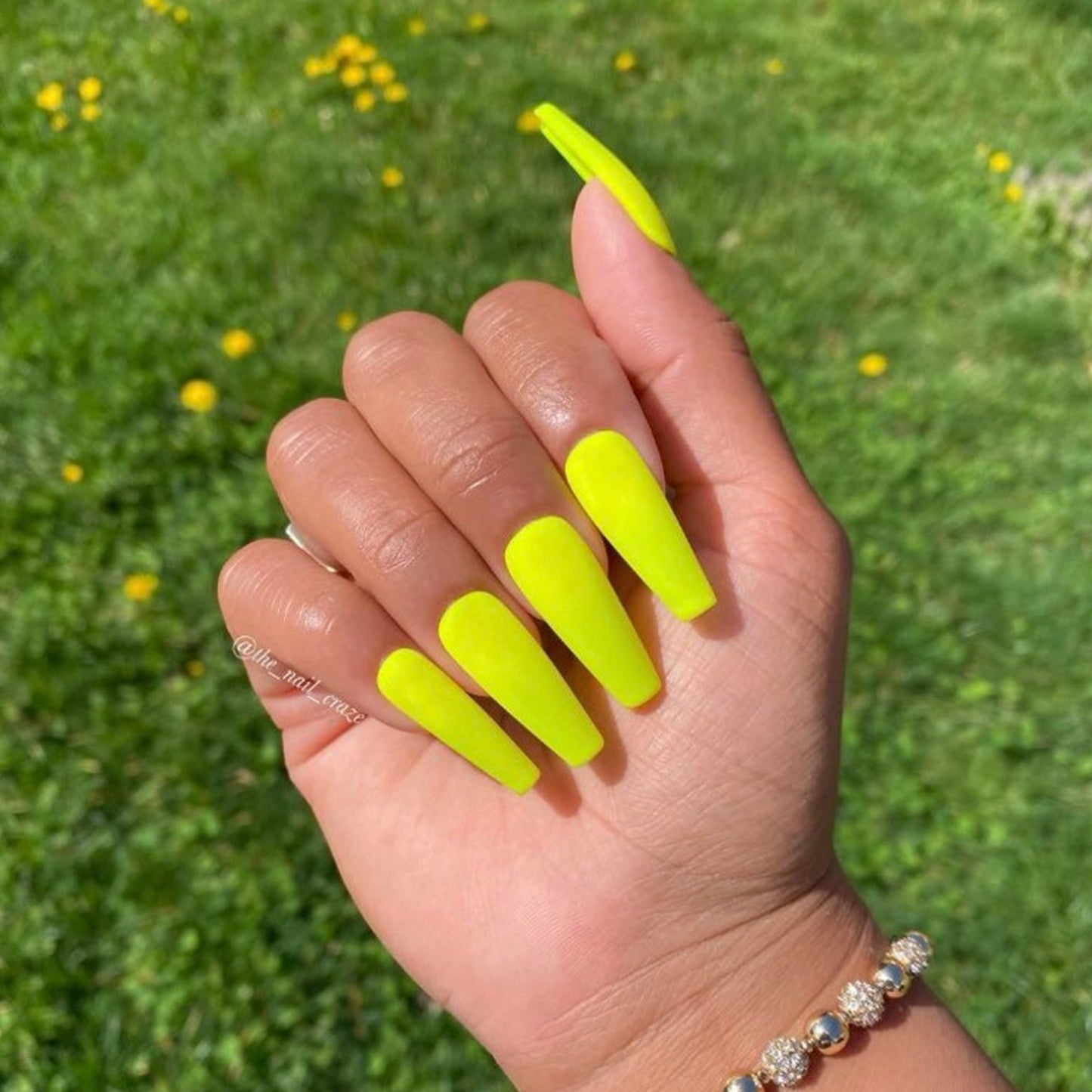 Bright Neon Yellow Long Ballerina Press-on Nails