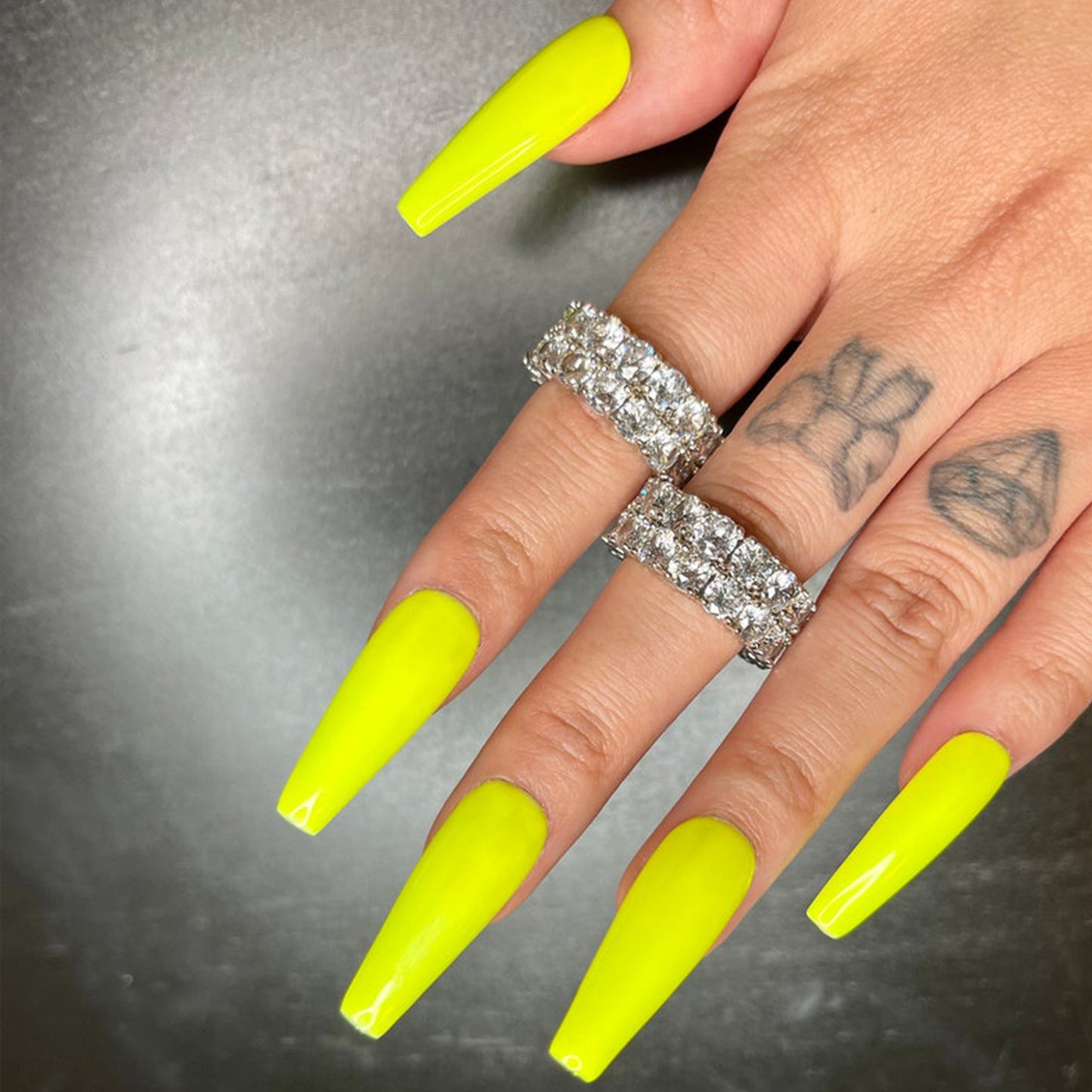 Bright Neon Yellow Long Ballerina Press-on Nails
