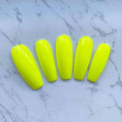 Bright Neon Yellow Long Ballerina Press-on Nails