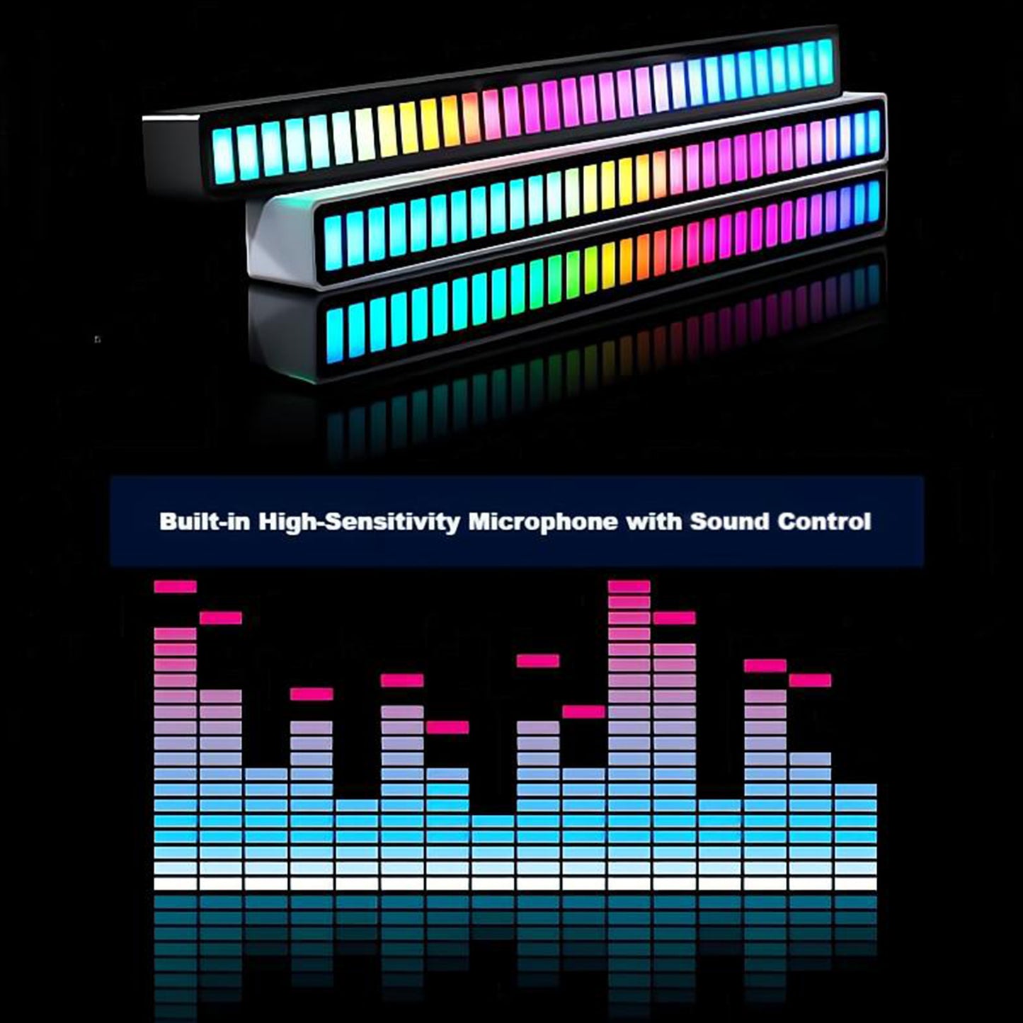 Voice-Activated Music Sync Atmosphere RGB LED Light Bar.