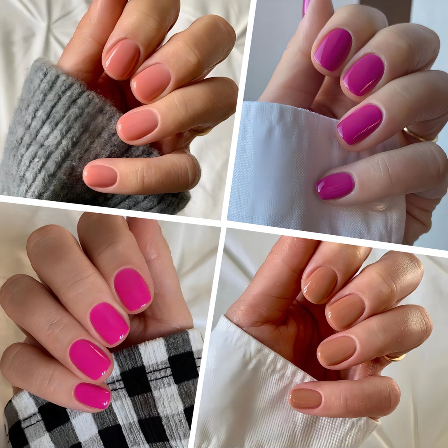 Color Fusion Short Round Head Press-On Nails