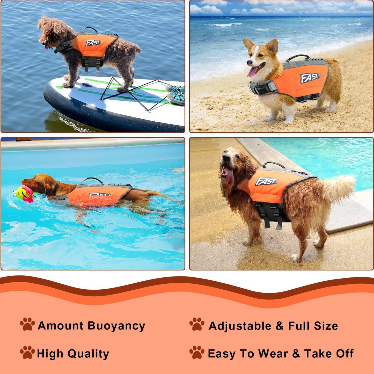 Stylish Dog Life Vest Pet Safety for Water Activities