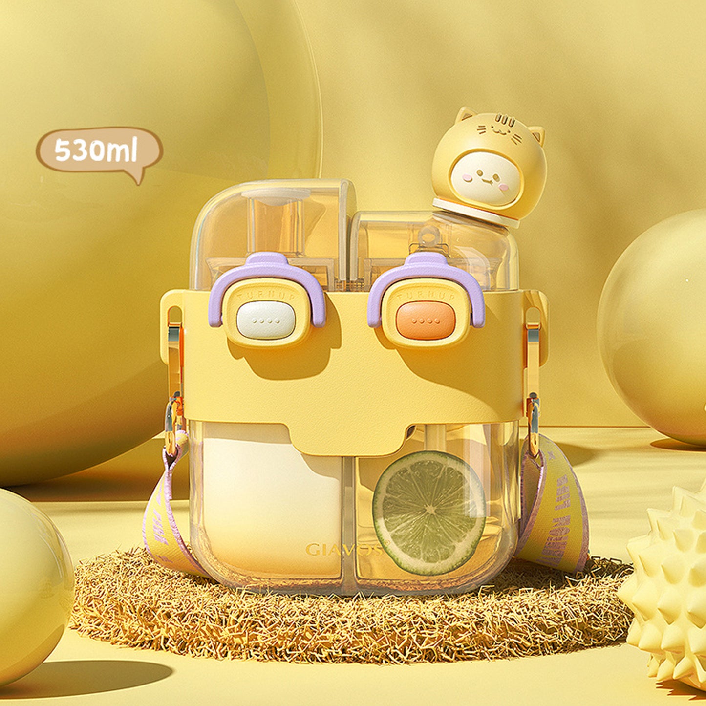 Cartoon Double Drinking Water Bottle Tube