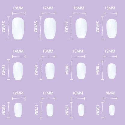 French Green Pink Flower Medium Press-on Nails