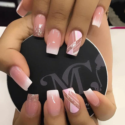 French-Style Medium Square Press-On Nails