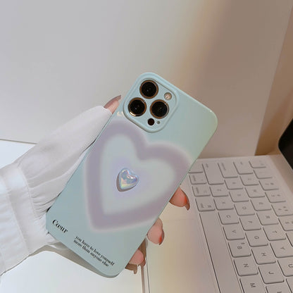 Gradient Heart 3D Plating Heart Pearl Case for Apple iPhone