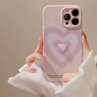 Gradient Heart 3D Plating Heart Pearl Case for Apple iPhone