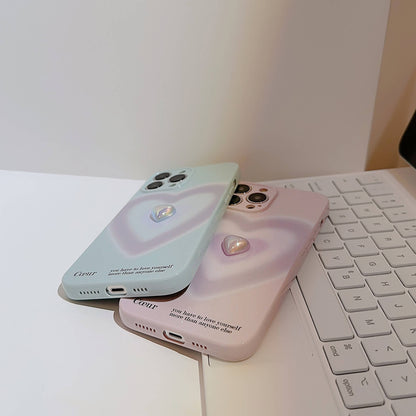 Gradient Heart 3D Plating Heart Pearl Case for Apple iPhone