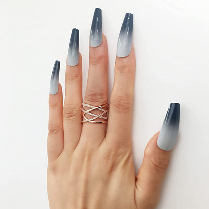 Stunning Gray Gradient Long Ballerina Press-on Nails