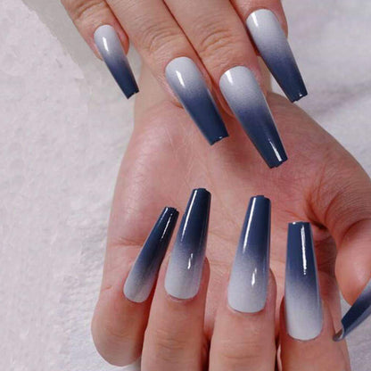 Stunning Gray Gradient Long Ballerina Press-on Nails