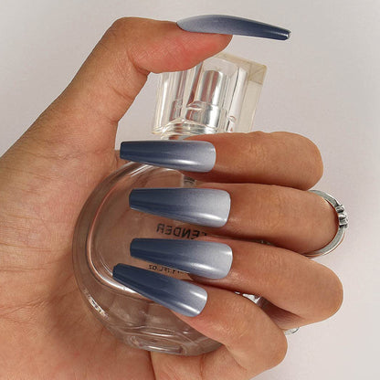 Stunning Gray Gradient Long Ballerina Press-on Nails
