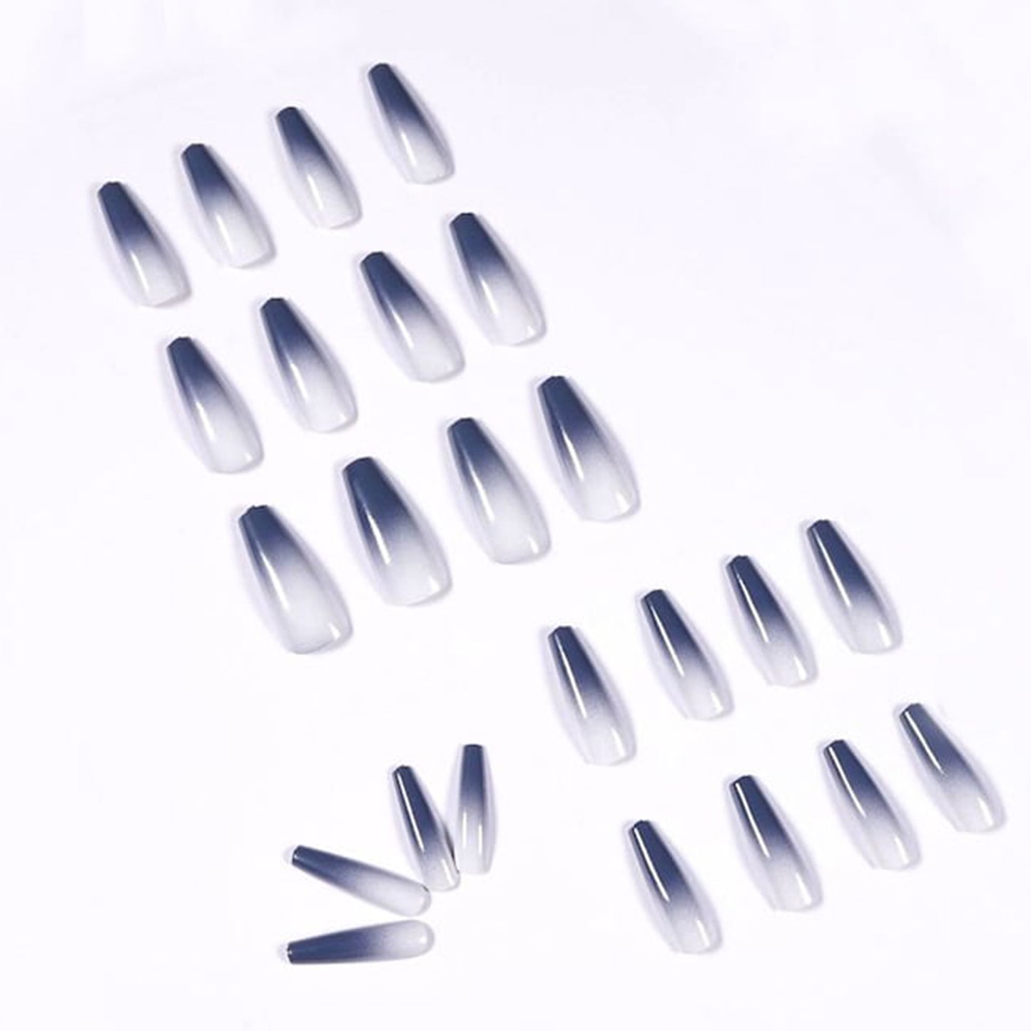 Stunning Gray Gradient Long Ballerina Press-on Nails