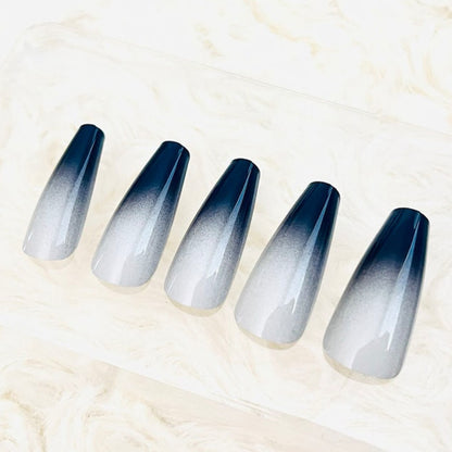 Stunning Gray Gradient Long Ballerina Press-on Nails