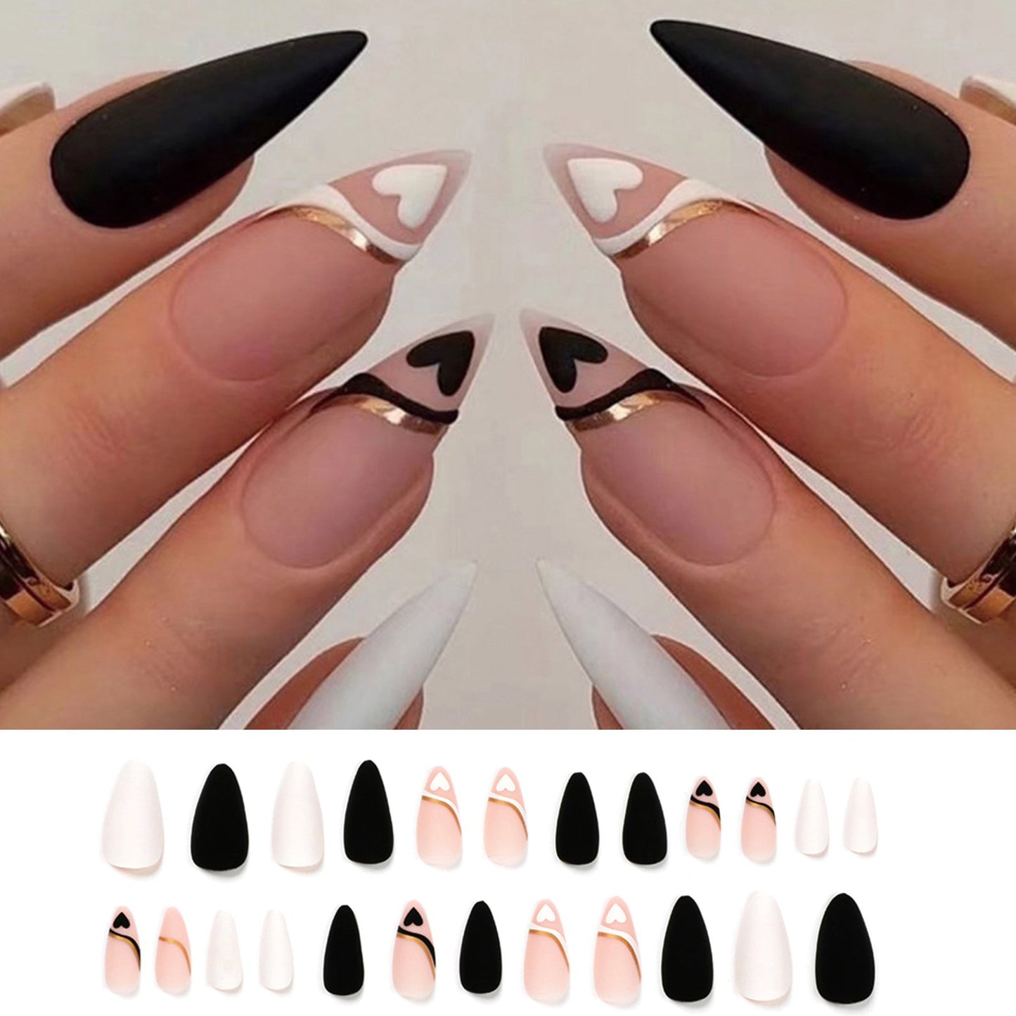 Heart Almond Medium Press-on Nails