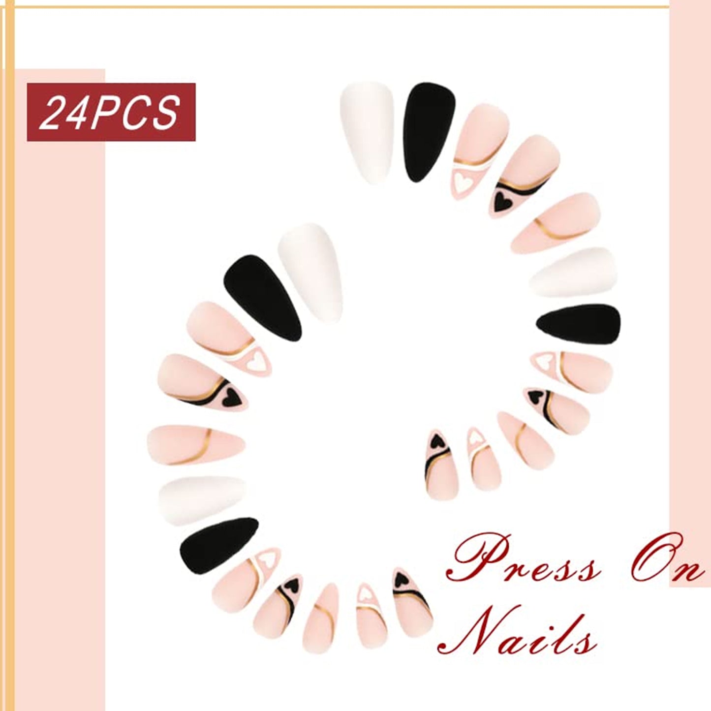 Heart Almond Medium Press-on Nails