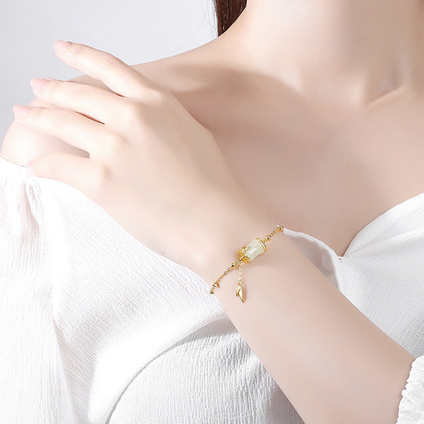 Jade Bamboo Knots Jewelry Set Natural Hetian Jade