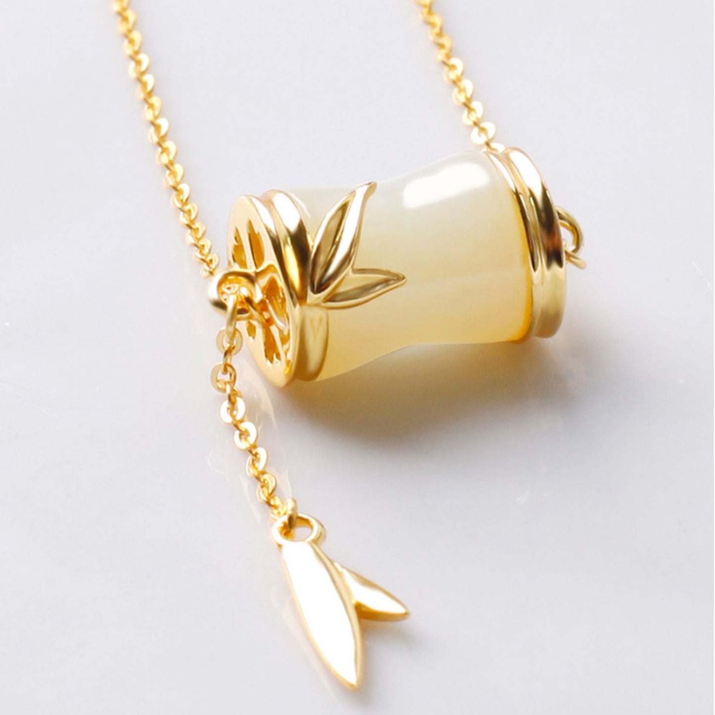 Jade Bamboo Knots Jewelry Set Natural Hetian Jade