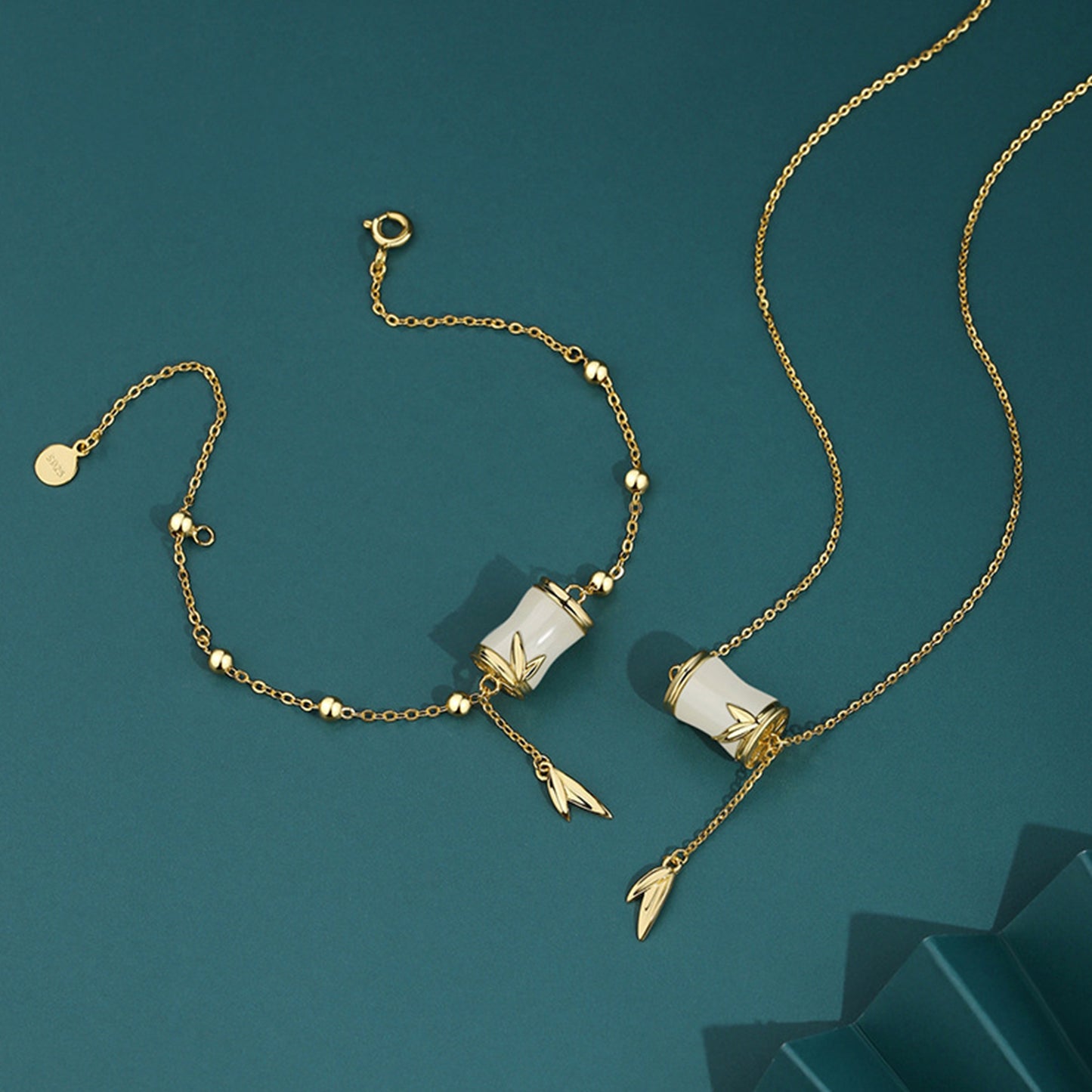 Jade Bamboo Knots Jewelry Set Natural Hetian Jade