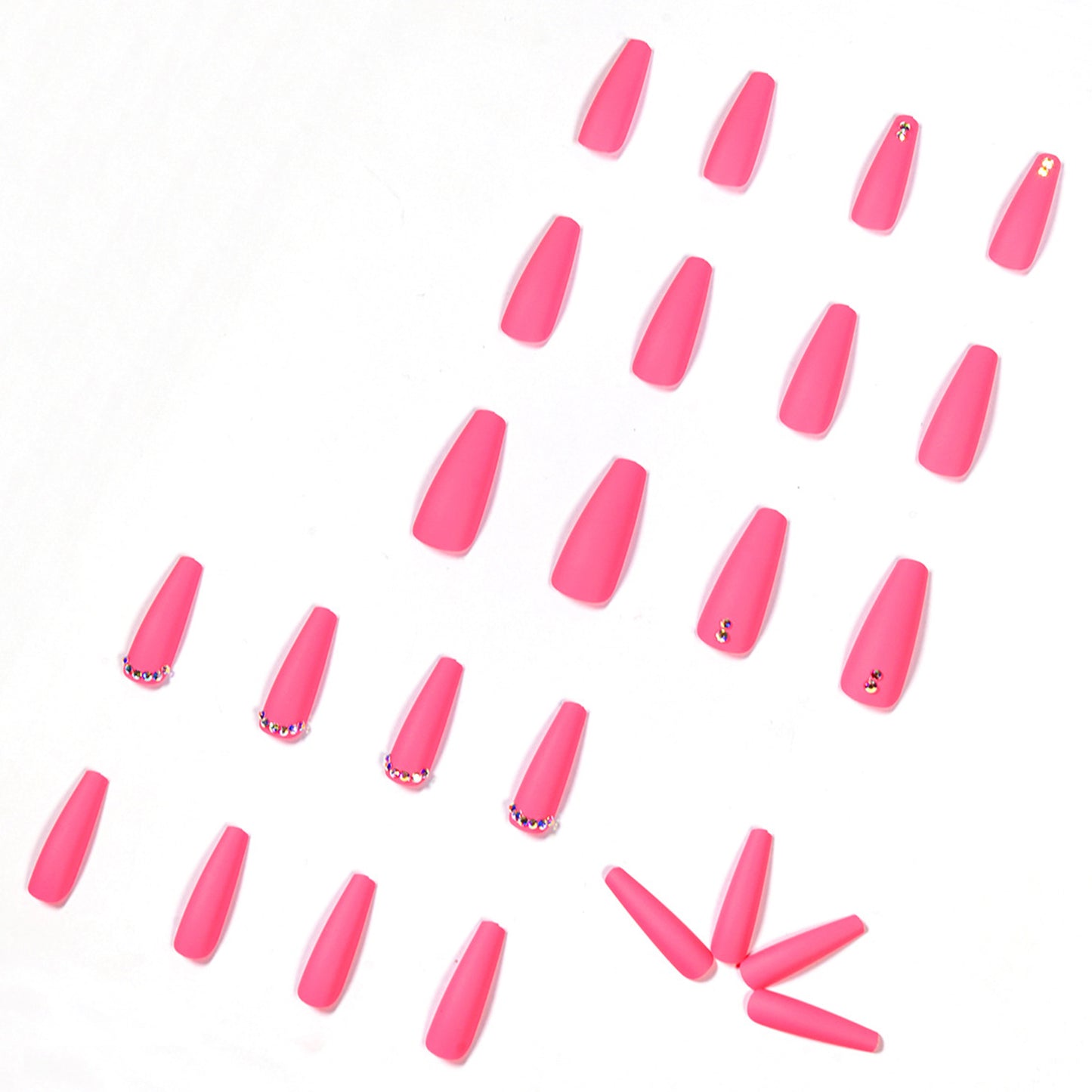 Elegant Pink Matte Finish Long Ballerina Press-on Nails