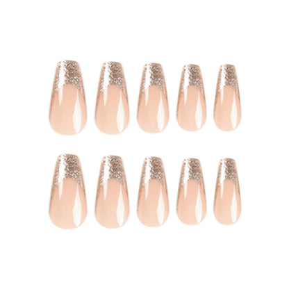 Sparkling Long Coffin Press-On Nails