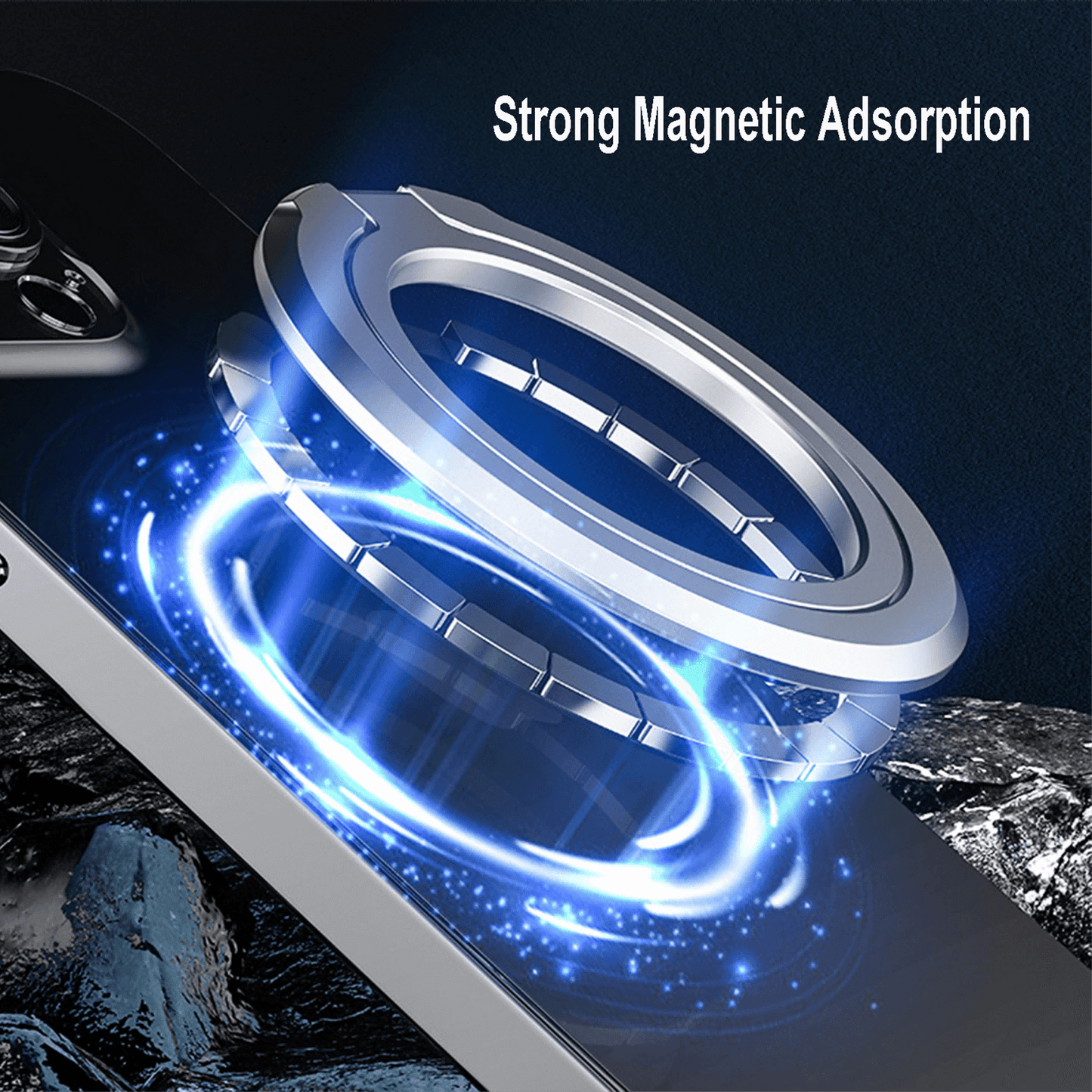 Metal Magnetic Phone Grip MagSafe Finger Loop & Horizontal Ring Stand for iPhone