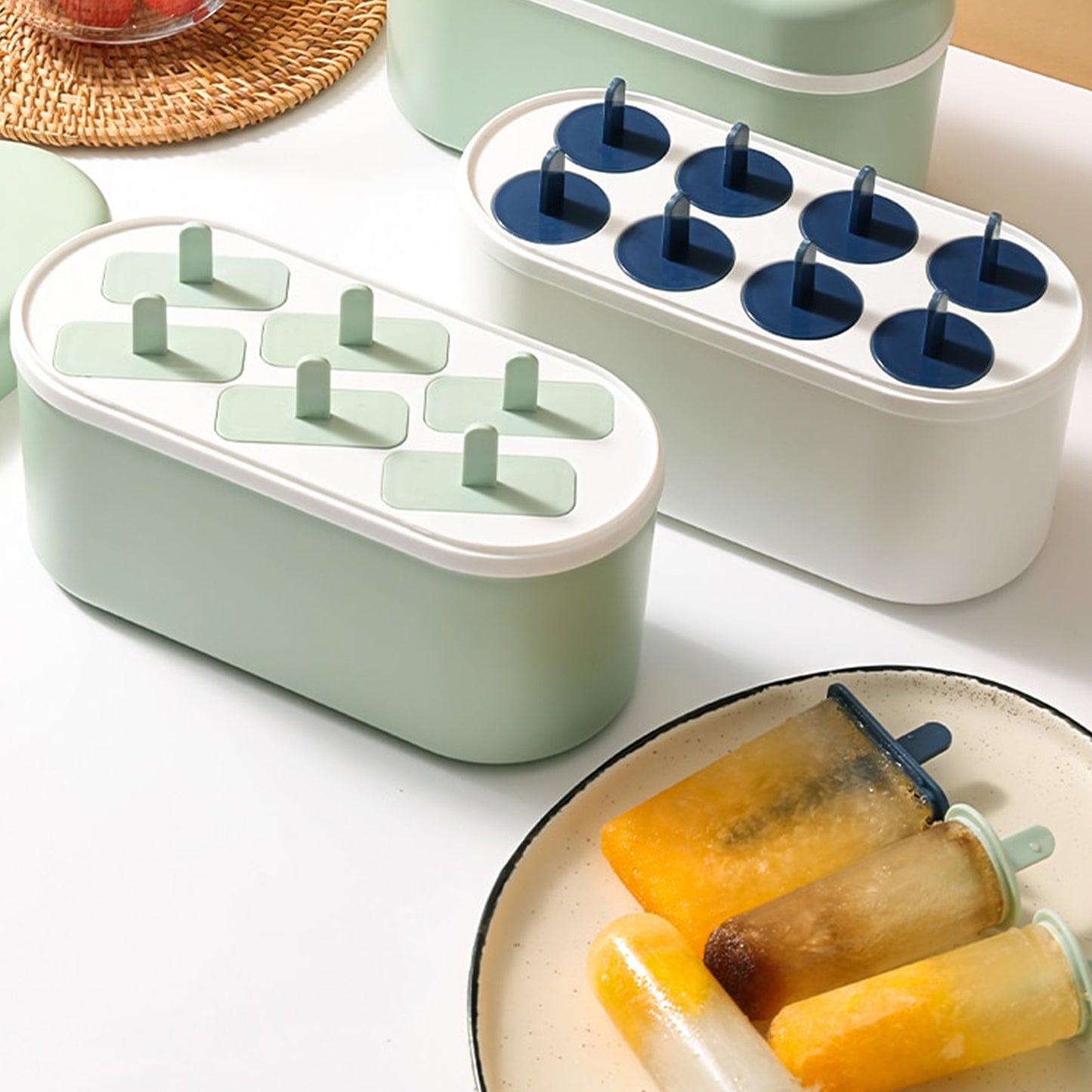 Multi-Hole  Silicon Popsicle 8 Grid Mold Set