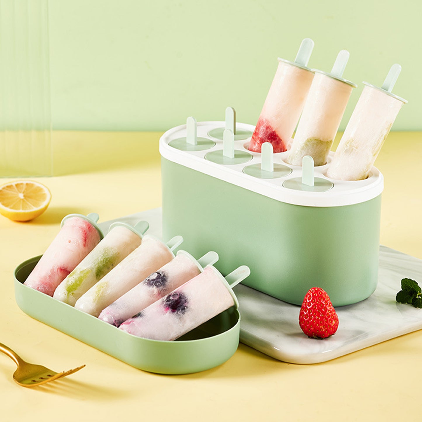 Multi-Hole  Silicon Popsicle 8 Grid Mold Set