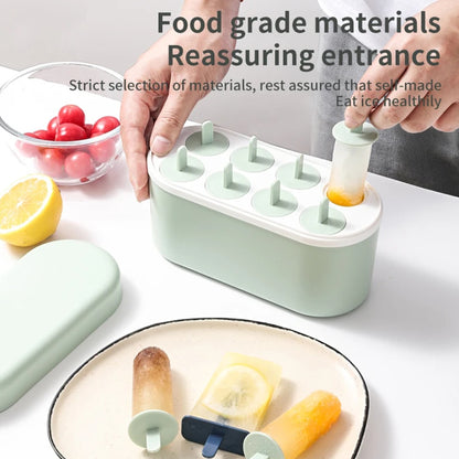 Multi-Hole  Silicon Popsicle 8 Grid Mold Set