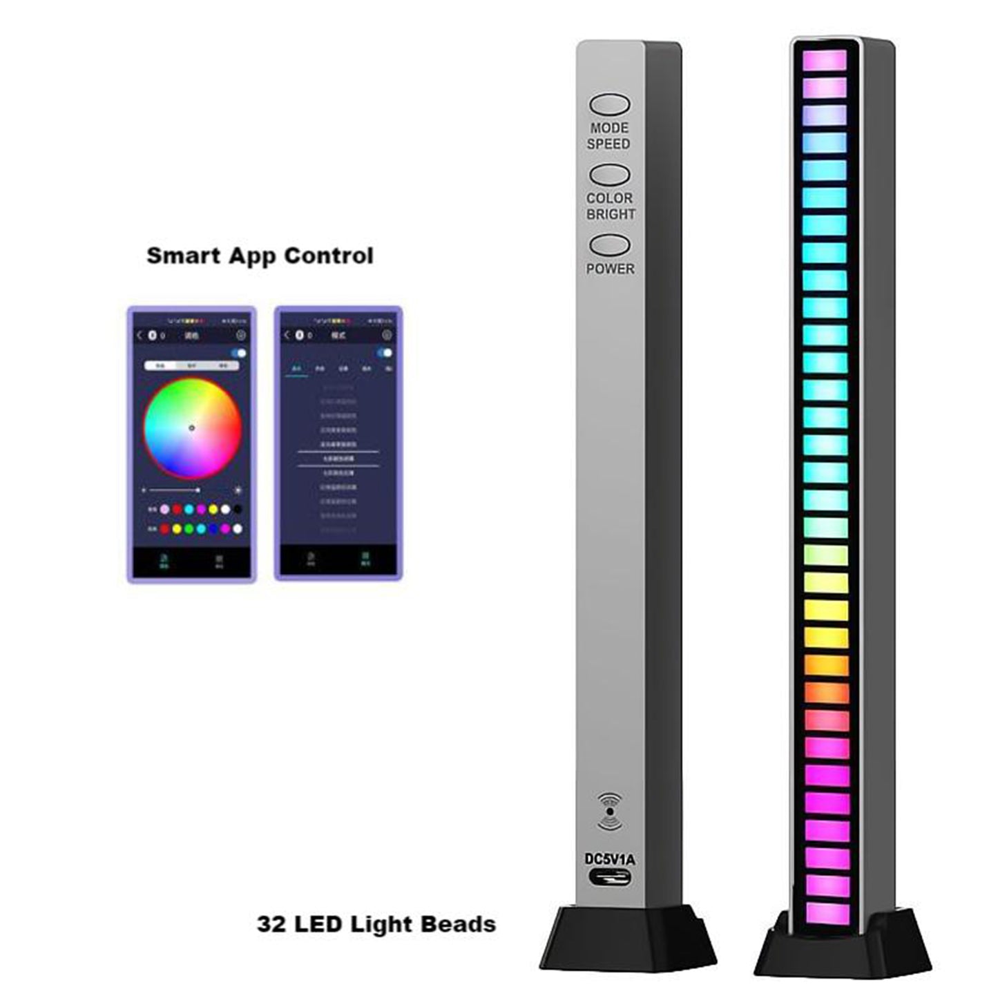 Voice-Activated Music Sync Atmosphere RGB LED Light Bar.