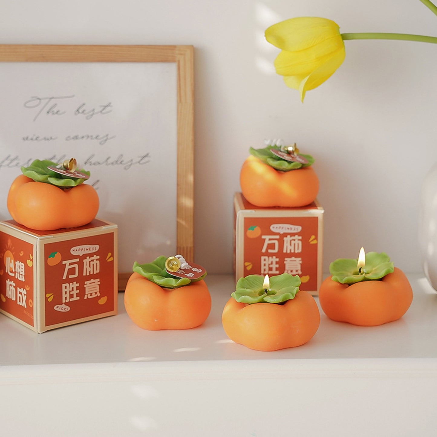 Persimmon Shaped Aromatherapy Candle 3 Pcs