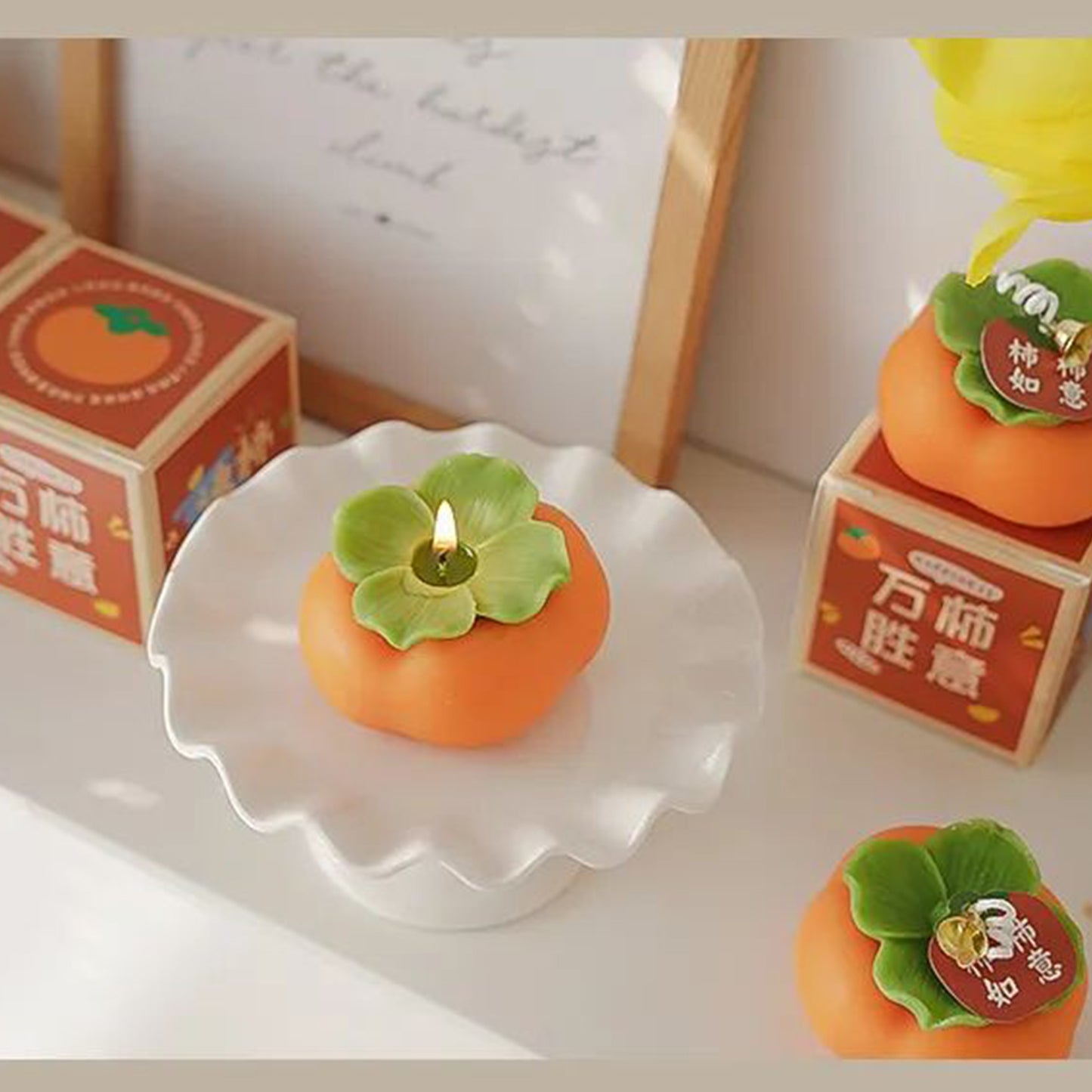 Persimmon Shaped Aromatherapy Candle 3 Pcs