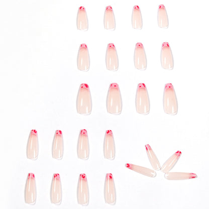 Cute Pink Cow Pattern Long Ballerina Press-on Nails