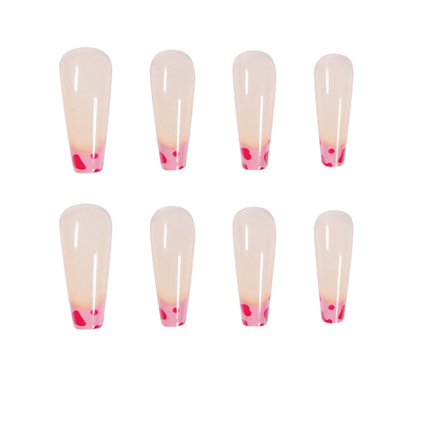 Cute Pink Cow Pattern Long Ballerina Press-on Nails