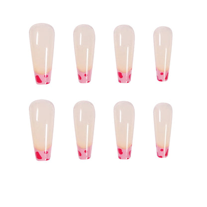 Cute Pink Cow Pattern Long Ballerina Press-on Nails