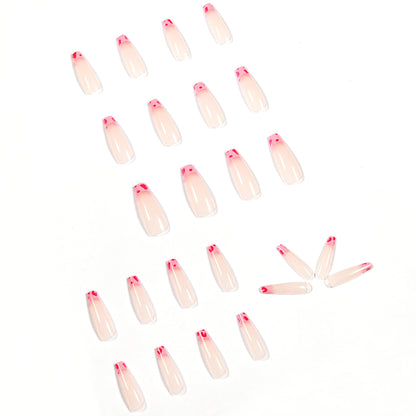 Cute Pink Cow Pattern Long Ballerina Press-on Nails