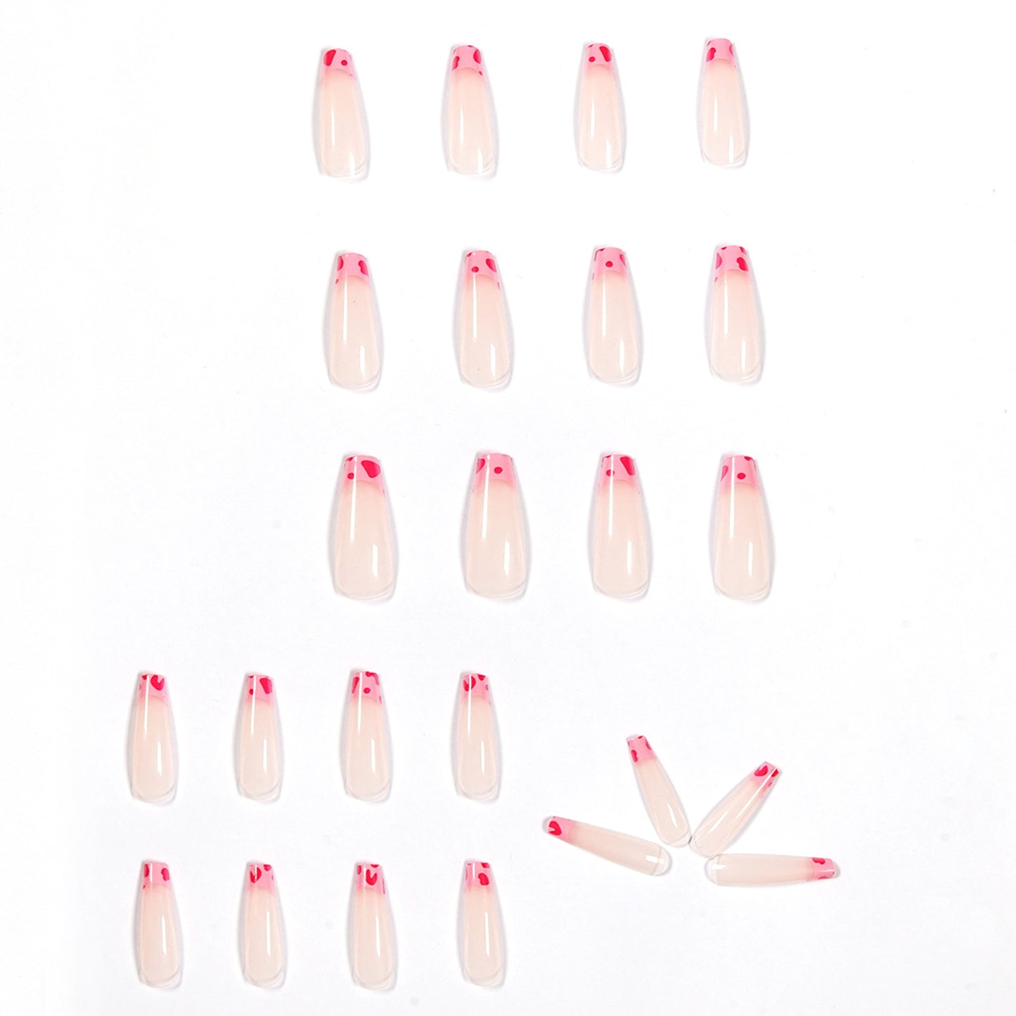 Cute Pink Cow Pattern Long Ballerina Press-on Nails