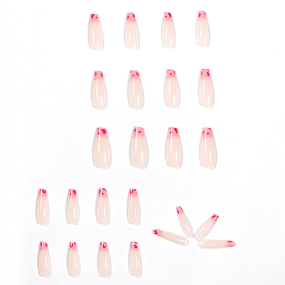 Cute Pink Cow Pattern Long Ballerina Press-on Nails