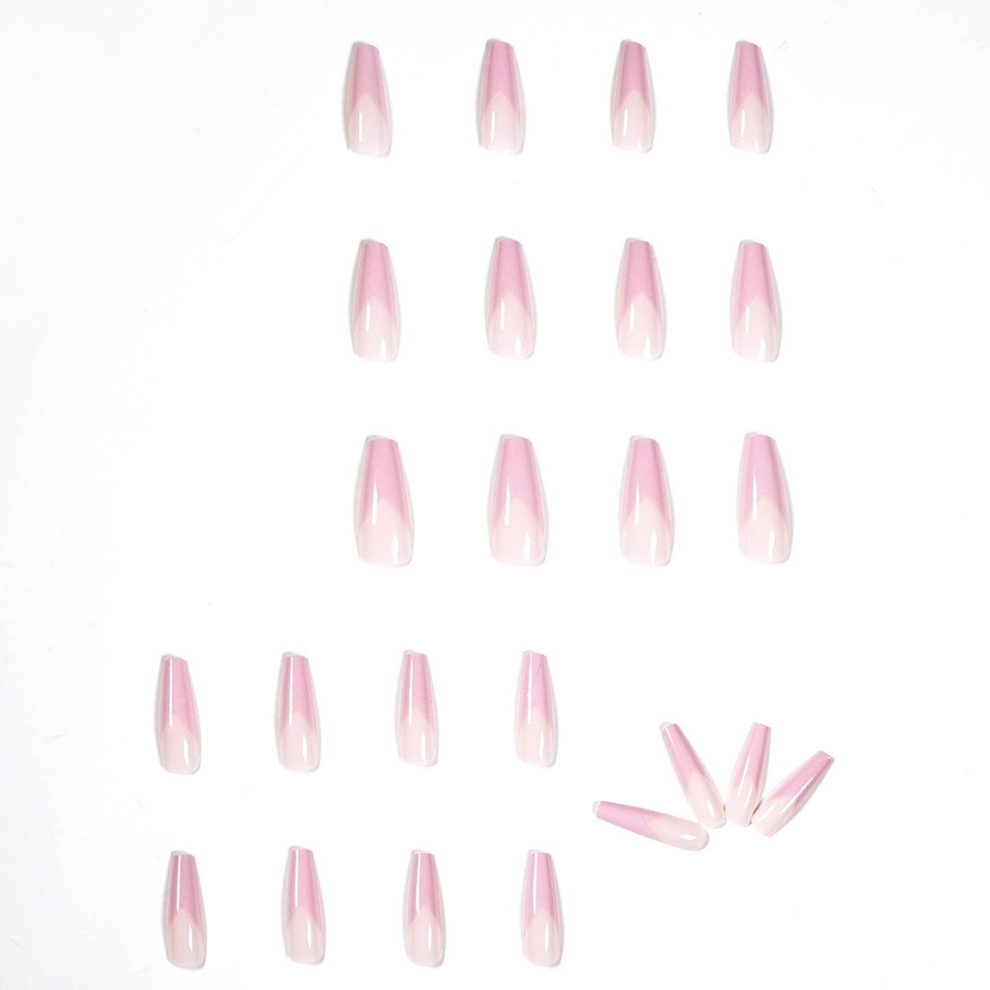 Elegant Pink French V Shape Long Press-on Nails