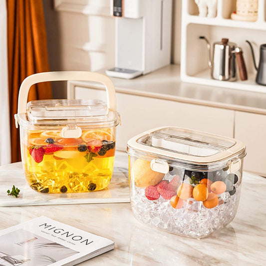 Portable Transparent Ice Bucket with Silicone Lid and Handle