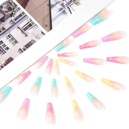 Vibrant Rainbow Cloud Long Ballerina Press-on Nails