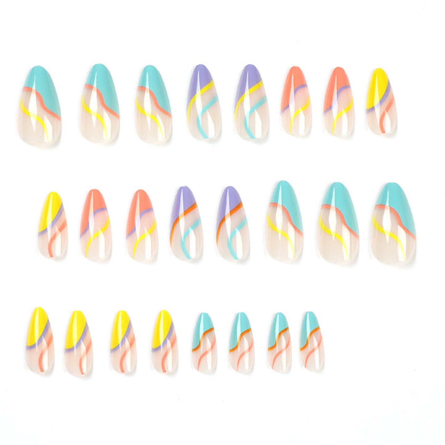 Rainbow Swirls Medium Almond Press-on Nails