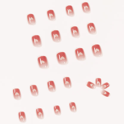 Nude Peach Sweet Heart Short Square Press-on Nails