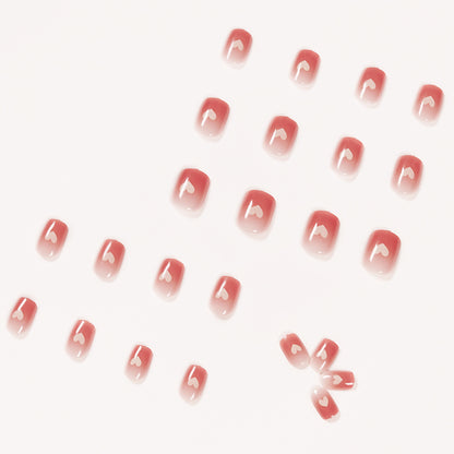 Nude Peach Sweet Heart Short Square Press-on Nails